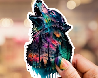 Howling Wolf Sticker, Wolf sticker, Forest, sticker, nature, wildlife, hydro flask sticker, laptop sticker, phone sticker
