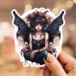 Dark Fairy Sticker, Gothic sticker, Fantasy sticker, fairy sticker, fairy tale decor, laptop sticker, phone sticker, water bottle sticker