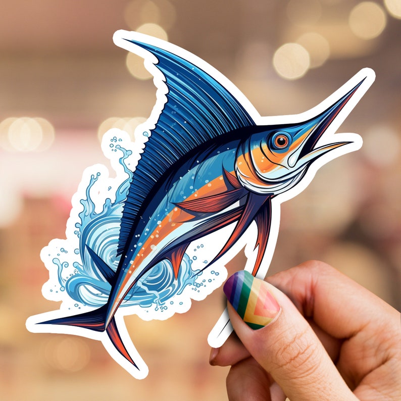 Merling Fish Sticker Marlin Sticker, Swordfish Sticker, Fish Sticker, Laptop Sticker, Phone ...