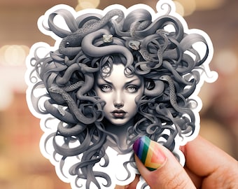 Medusa Sticker, medusa snake sticker, snake sticker, mythical decal, Serpentine Design, gothic sticker, gothic art, dark art design