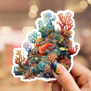 Coral Reef sticker, Coral Sticker, Reef Sticker, laptop sticker, phone sticker, water bottle sticker, marine life sticker, ocean sticker