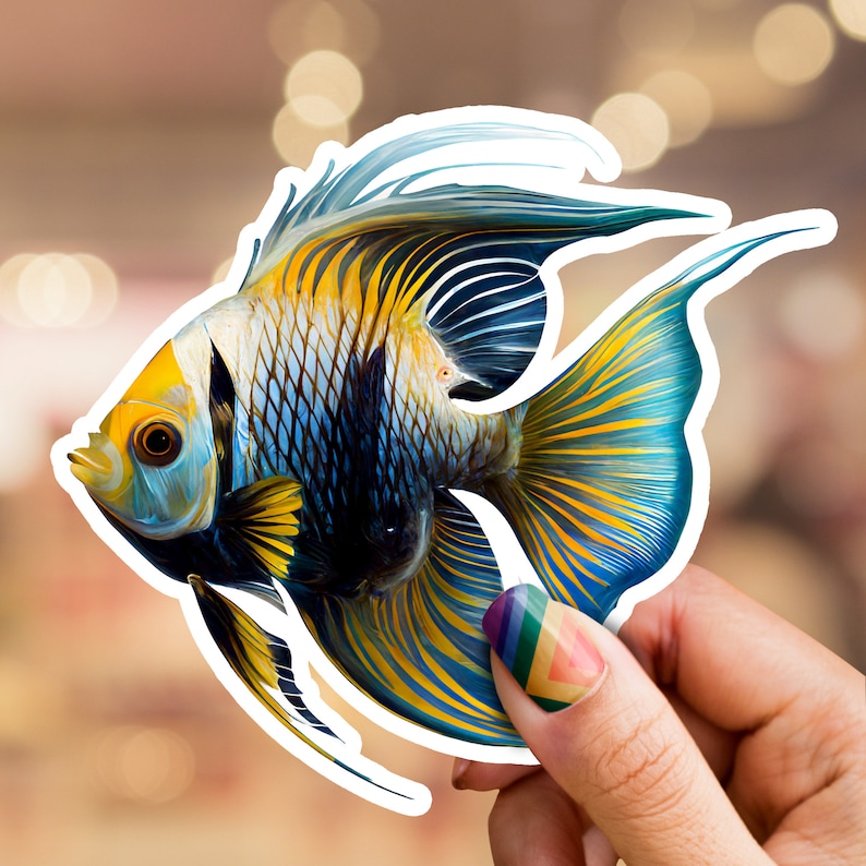 Angel Fish Sticker, Angel Fish, Fish Sticker, Laptop Sticker, Phone ...