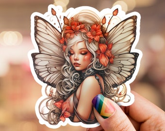 Fairy sticker, fairy art, fantasy sticker, fairy tale sticker, laptop sticker, phone sticker, laptop sticker, whimsical sticker, fairy lover
