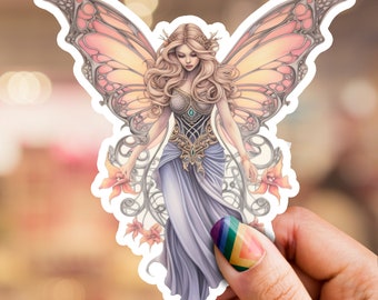 Fairy Sticker, magical sticker, fairy tale sticker, fantasy sticker, laptop sticker, phone sticker, water bottle sticker, witchy sticker