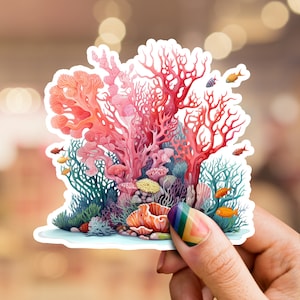 Coral Reef sticker, Coral Sticker, Reef Sticker, laptop sticker, phone sticker, water bottle sticker, marine life sticker, ocean sticker