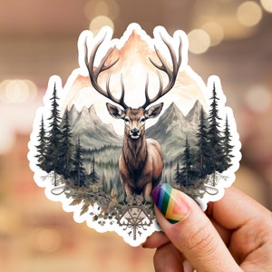 Deer sticker, Nature inspired sticker, forest animal sticker, outdoor adventure sticker, wildlife-themed sticker, wilderness sticker