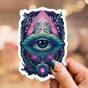 3rd Eye Sticker, floral 3rd Eye sticker, eye sticker, floral sticker, Chakra Decal, Spiritual sticker, meditation sticker, bohemian docor