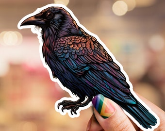 Crow Sticker, Purple Bird sticker, Bird Sticker, Black Crow Sticker, nature sticker, wildlife sticker, laptop sticker, phone sticker