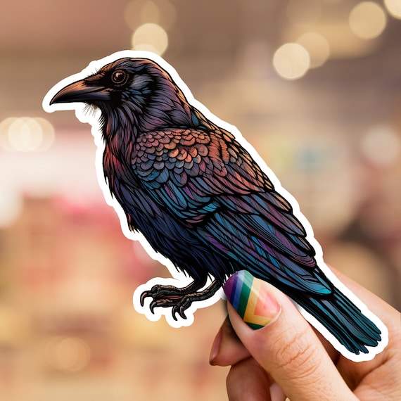 Crow Sticker, Purple Bird sticker, Bird Sticker, Black Crow Sticker, nature sticker, wildlife sticker, laptop sticker, phone sticker