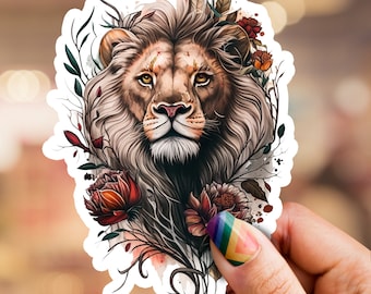 Lion Sticker, Sticker, Cat Sticker, Nature Sticker, flower sticker, wildlife sticker, hydro flask sticker, laptop sticker, phone sticker