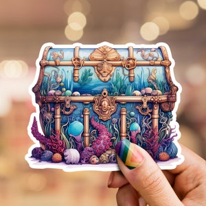 Treasure chest sticker, treasure sticker, underwater treasure chest sticker, underwater treasure sticker, pirate sticker, shipwreck sticker