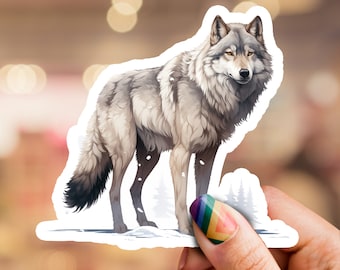 Wolf Aufkleber, Wolf Aufkleber, Natur Aufkleber, Laptop Aufkleber, Telefon Aufkleber, Wasserflasche Aufkleber, Mond Aufkleber, Wolf Kunst