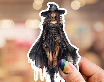 Pegatina de bruja, pegatina de Halloween, pegatina de bruja de Halloween, bruja de Halloween, pegatina de brujería, pegatina Wiccan, pegatina pagana, pegatina de tarot