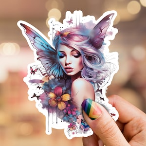 Fairy Sticker, magical sticker, fairy tale sticker, fantasy sticker, laptop sticker, phone sticker, water bottle sticker, witchy sticker