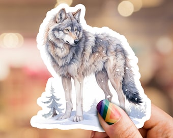 Wolf Aufkleber, Wolf Aufkleber, Natur Aufkleber, Laptop Aufkleber, Telefon Aufkleber, Wasserflasche Aufkleber, Mond Aufkleber, Wolf Kunst