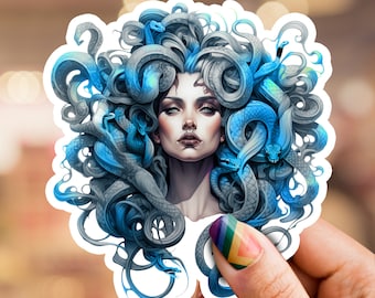 Medusa Sticker, medusa snake sticker, snake sticker, mythical decal, Serpentine Design, gothic sticker, gothic art, dark art design