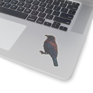 Kraaisticker, paarse vogelsticker, vogelsticker, zwarte kraaisticker, natuursticker, wildlifesticker, laptopsticker, telefoonsticker afbeelding 2