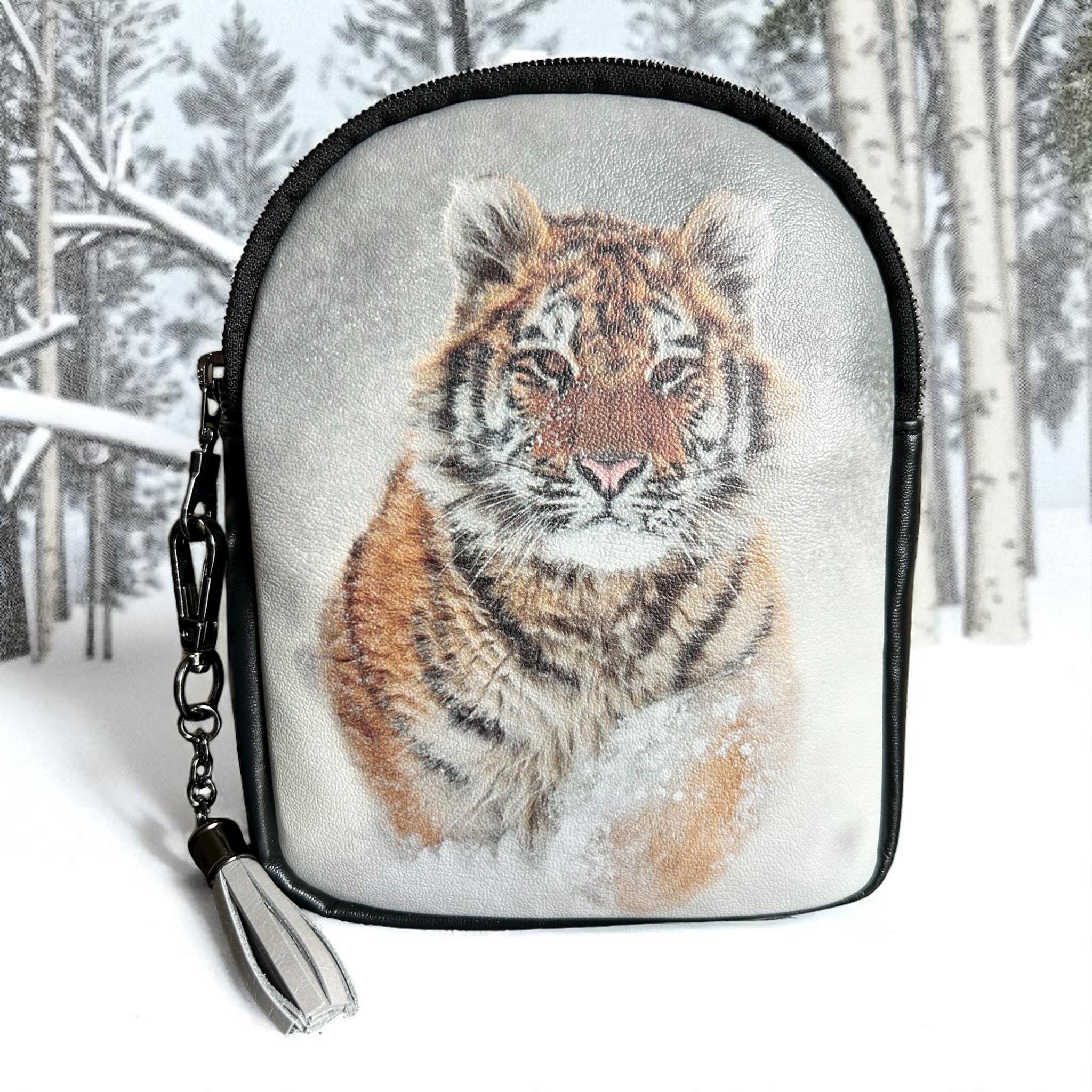 Sling bag covert to backpack Tiger print with Leather Tassel Everyday Bag