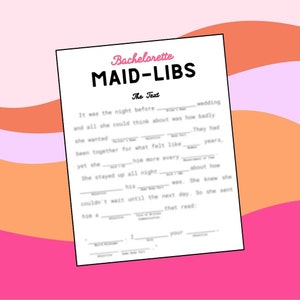Bachelorette Party Game | Maid-Libs [Bridesmaid Mad Libs]
