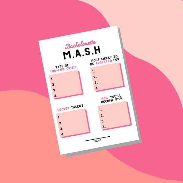 Bachelorette Party Game | 90s and 00s MASH | Bridesmaid Edition