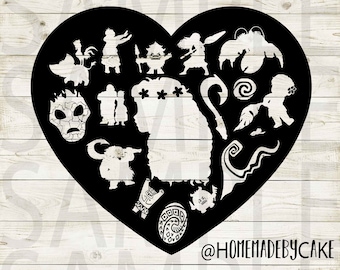 Moana Clipart Silueta / Recorte Corazón Forma Diseño Arte / Descarga Digital Instantánea / Jpg Png Pdf Svg archivos