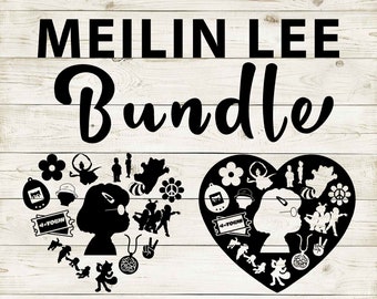 Turning Red | Meilin Lee Clipart Silhouette Bundle | Heart and Cutout Design Artwork | Instant Digital Download | Jpg Png Pdf Svg files
