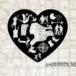 Pocahontas Clipart Silueta / Arte de diseño de corazón recortado / Descarga digital instantánea / Archivos Jpg Png Pdf Svg