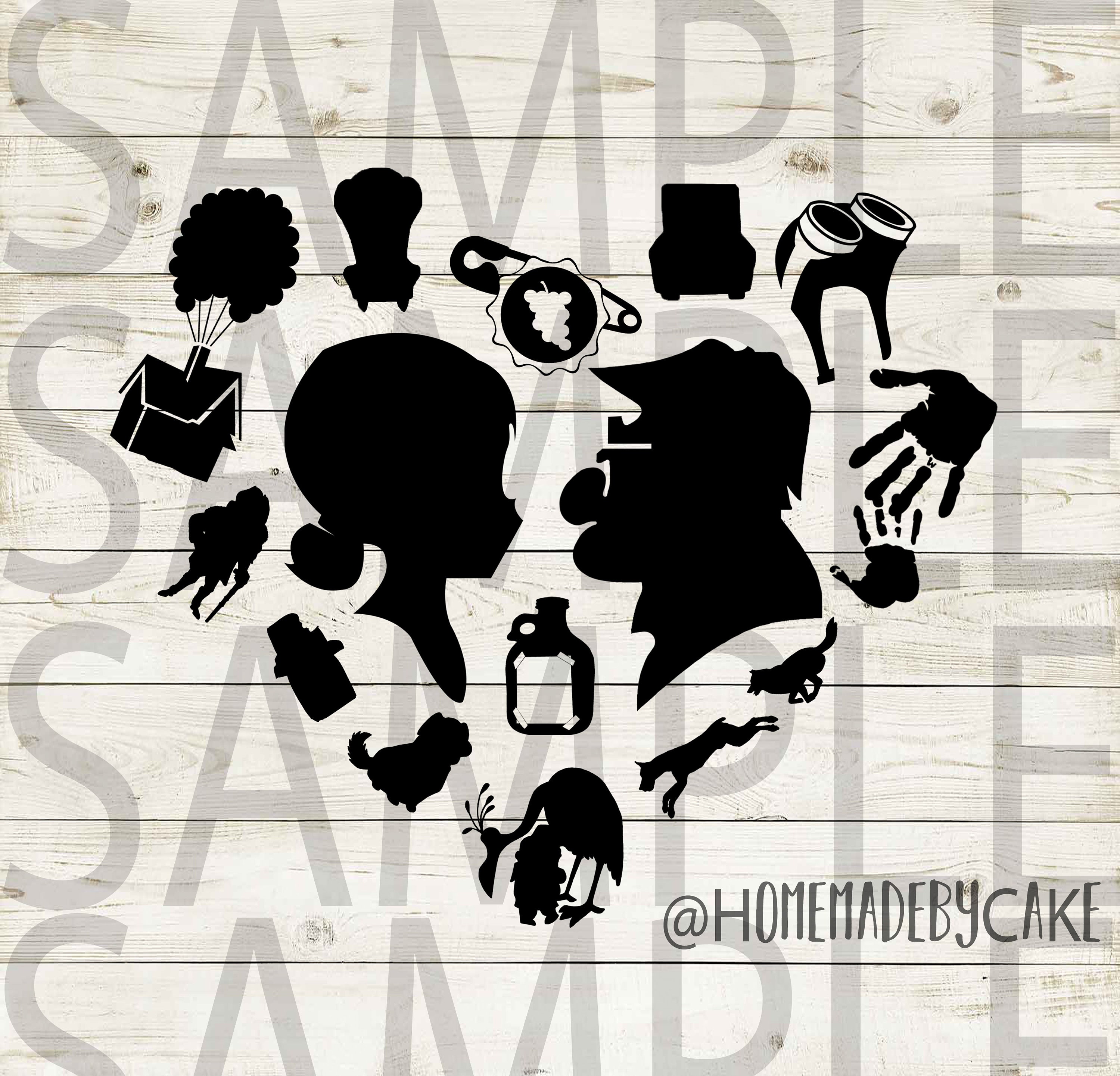 UP Ellie and Carl Clipart Silhouette Heart Design Artwork Etsy