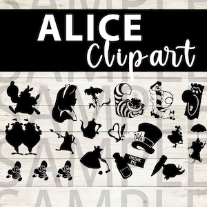 Alice nel Paese delle Meraviglie / Immagini Clipart Alice / Download digitale istantaneo / File Jpg Png Pdf Svg