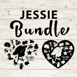 Toy Story | Jessie Clipart Silhouette Bundle | Heart and Cutout Design Artwork | Instant Digital Download | Jpg Png Pdf Svg files