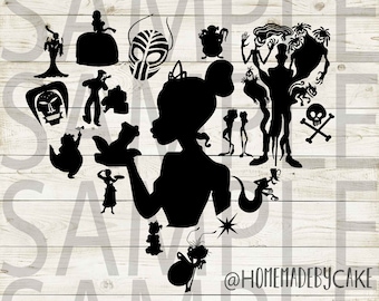 Princess and The Frog | Tiana Clipart Silhouette | Heart Design Artwork | Instant Digital Download | Jpeg Png Pdf Svg Files