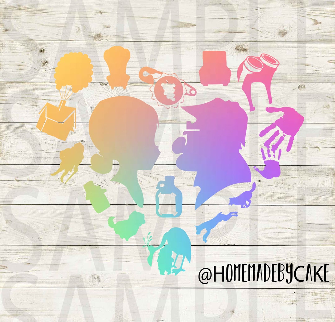 UP | Ellie and Carl Clipart Silhouette | Multicolor Heart Design ...