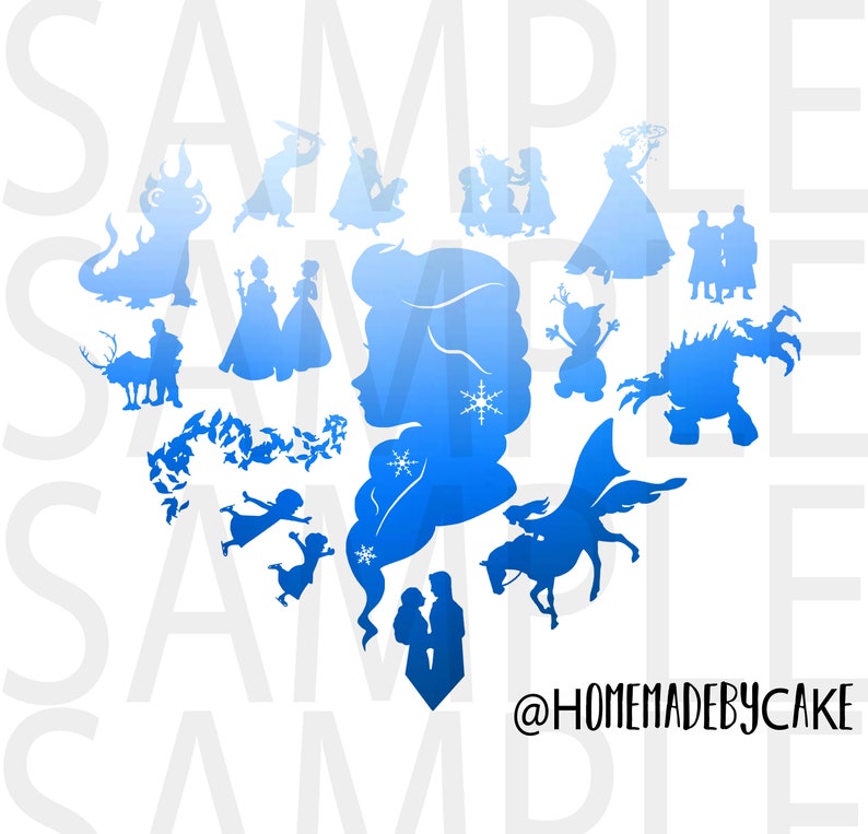 Frozen | Elsa Clipart Silhouette | Multicolor Heart Design Artwork ...
