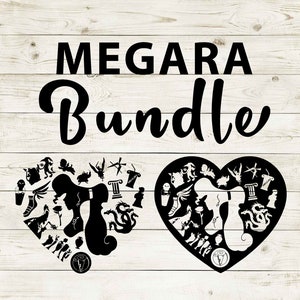 Hercule | Mégare Clipart Silhouette Bundle | Oeuvre de conception de coeur et de découpe | Téléchargement numérique instantané | Fichiers Jpg Png Pdf Svg