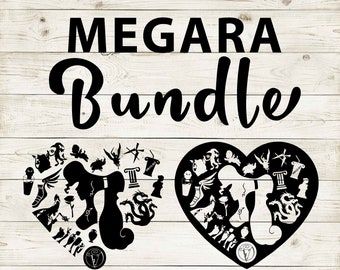 Hercules | Megara Clipart Silhouette Bundle | Heart and Cutout Design Artwork | Instant Digital Download | Jpg Png Pdf Svg files