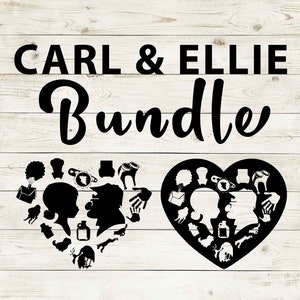 UP | Ellie and Carl Clipart Silhouette Bundle | Heart Design Artwork | Instant Digital Download | Jpg Png Pdf Svg files
