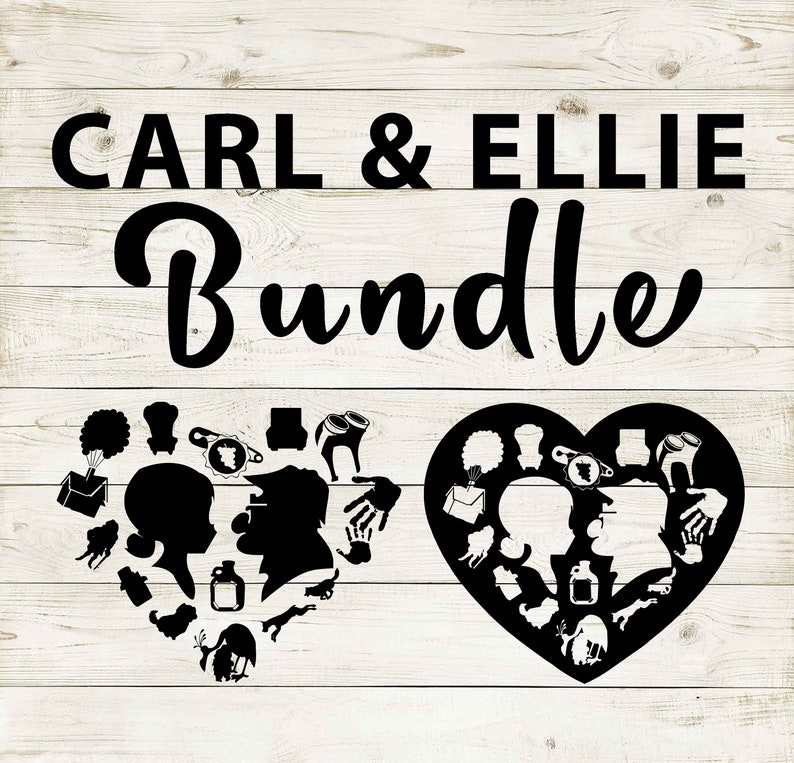 UP | Ellie and Carl Clipart Silhouette Bundle | Heart Design Artwork ...