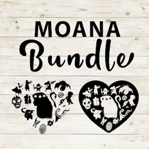 Moana Clipart Silhouette Bundle | Heart and Cutout Design Artwork | Instant Digital Download | Jpg Png Pdf Svg files