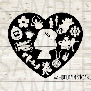 Rot drehen | Meilin Lee Clipart Silhouette | Cutout Herz Design Kunstwerk | Sofortiger digitaler Download | Jpg Png Pdf SVG-Dateien