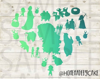 Brave | Merida Clipart Wielokolorowe Serce Sylwetka Logo Projekt Grafika | Natychmiastowe Pobieranie Cyfrowe | jpg png pdf formaty plików
