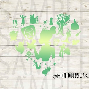 Princess and the Frog | Tiana Clipart Multicolor Heart Silhouette Logo Design Artwork v2 | Instant Digital Download | jpg png pdf file