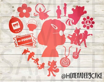 Turning Red | Meilin Lee Clipart Silhouette | Multicolor Heart Design Artwork | Instant Digital Download | Jpg Png Pdf files