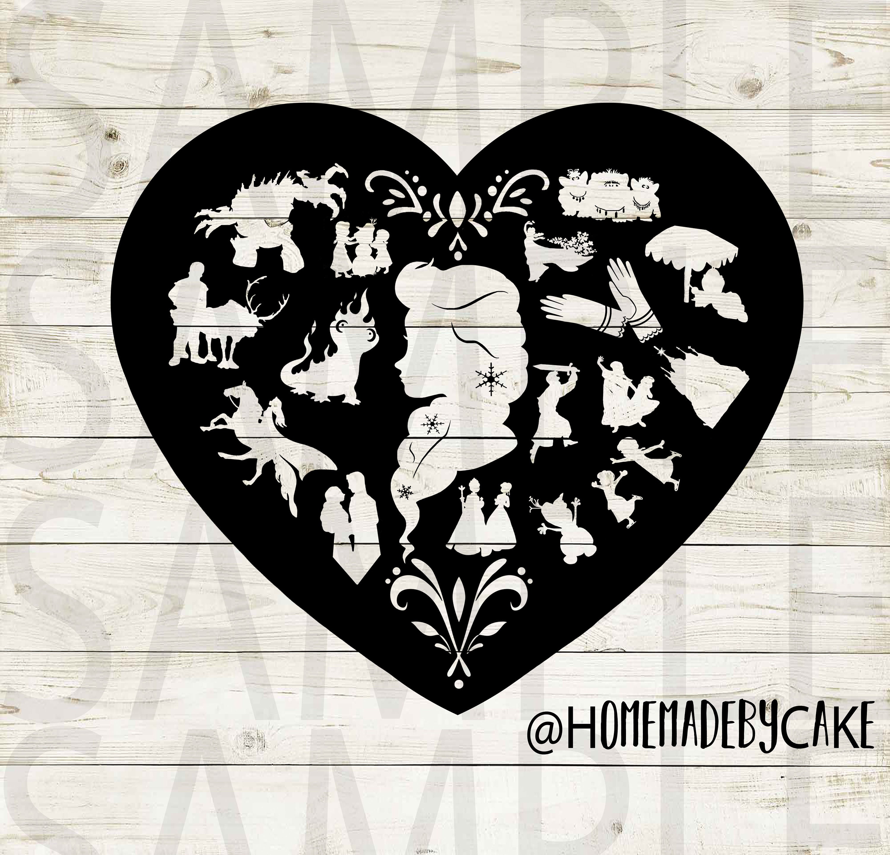 Frozen Elsa Clipart Silhouette Cutout Heart Shape Design Artwork ...