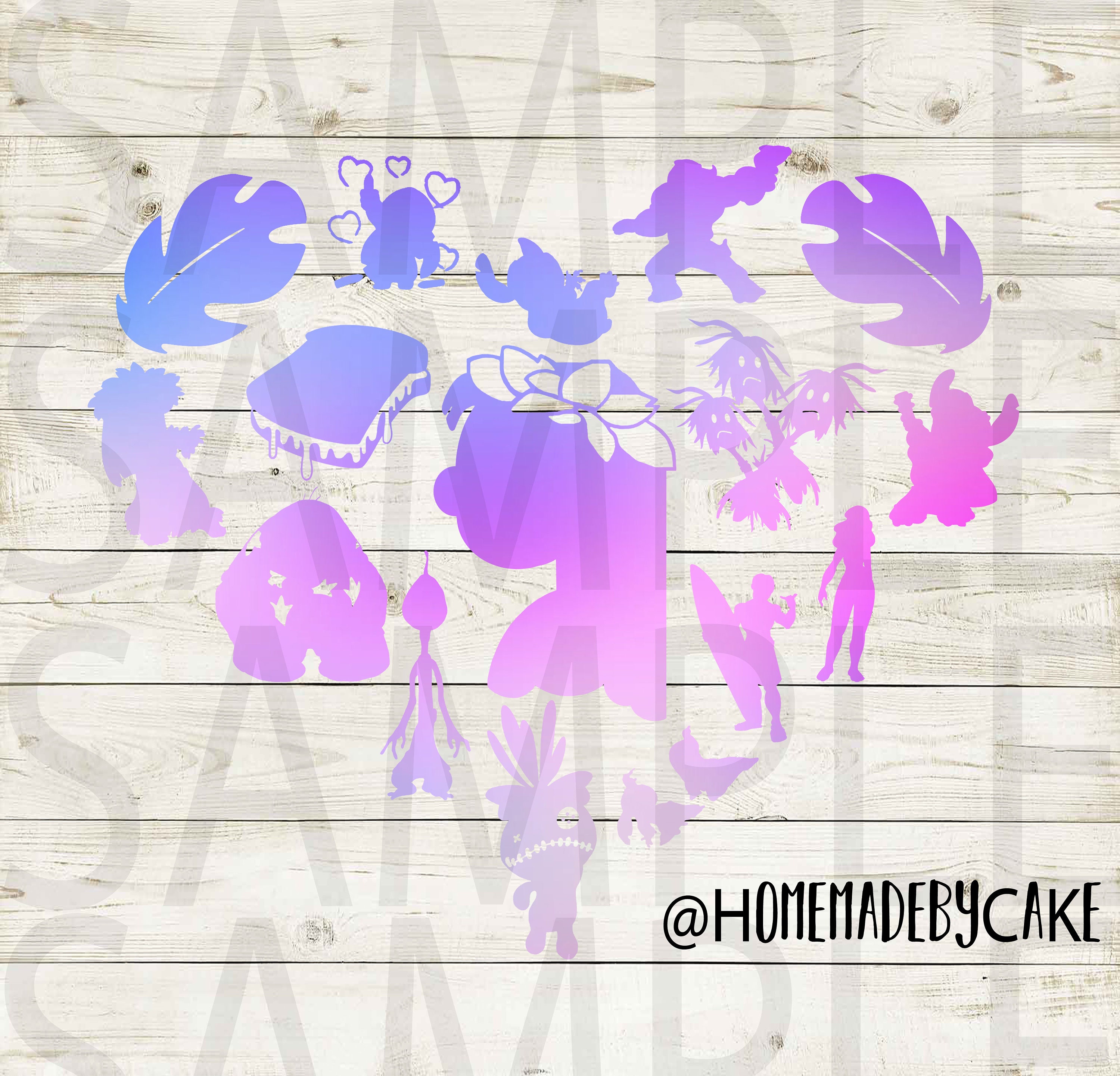 Lilo en Stitch | Lilo silhouet hart vorm clipart veelkleurig ontwerp | Direct digitaal downloaden | Jpeg Pdf Png-bestanden
