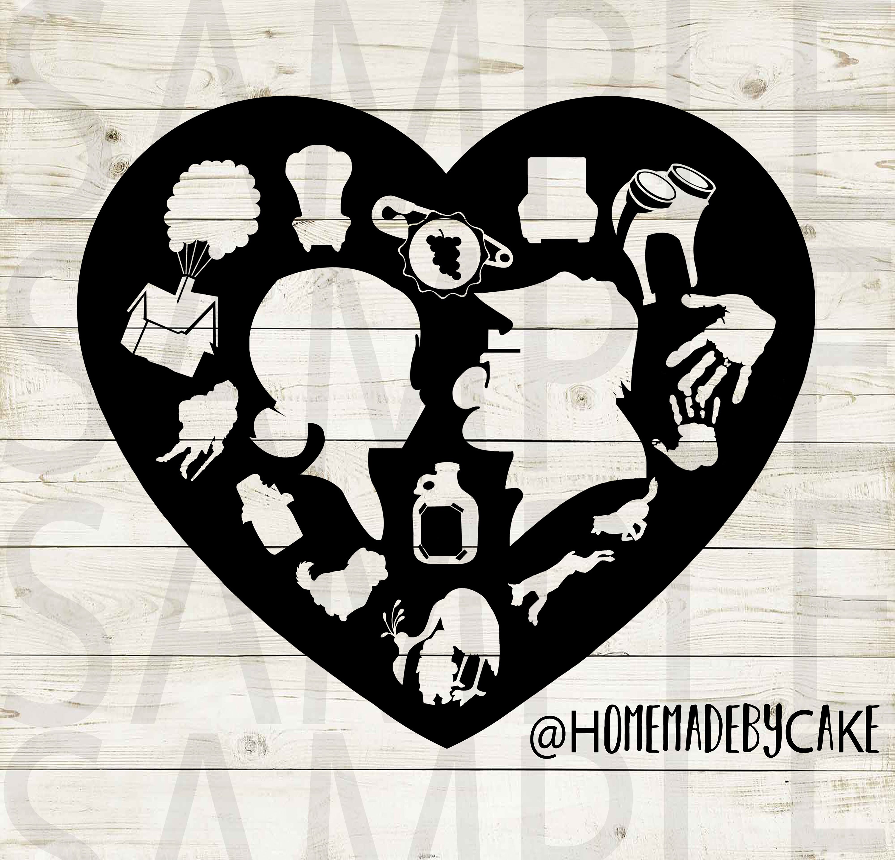 UP Ellie and Carl Clipart Silhouette Cutout Heart Shape Design Artwork