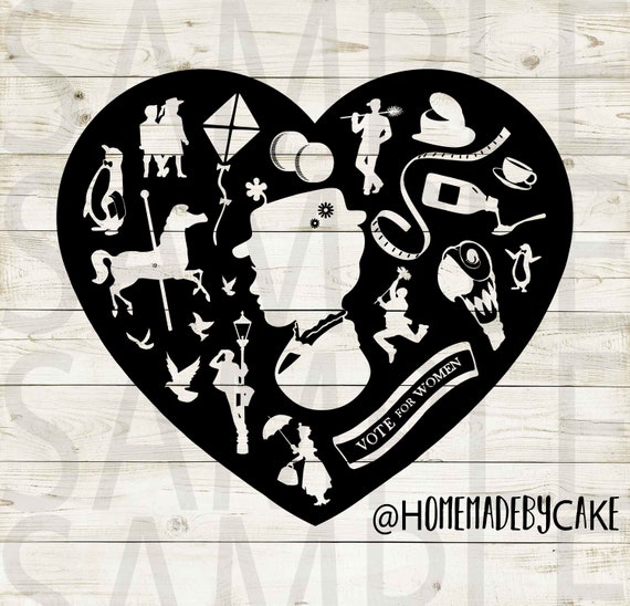 Mary Poppins Clipart Silhouette Bundle | Heart Design Artwork