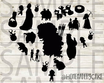 Brave | Merida Clipart Silhouette | Heart Design Artwork | Instant Digital Download | Jpg Png Pdf Svg files