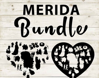 Brave | Merida Clipart Silhouette Bundle | Heart and Cutout Design Artwork | Instant Digital Download | Jpg Png Pdf Svg files