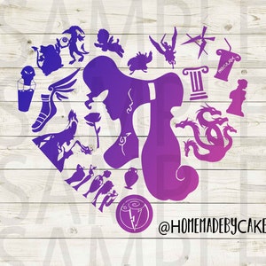 Hercule | Mégare Clipart Silhouette | Oeuvre de conception de coeur multicolore | Téléchargement numérique instantané | Fichiers Jpg Png PDF