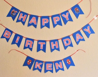 Spiderman Birthday Banner Decorations for kids | Customized kids birthday Party decorations | Spidey Birthday Banner Superhero  Decorations